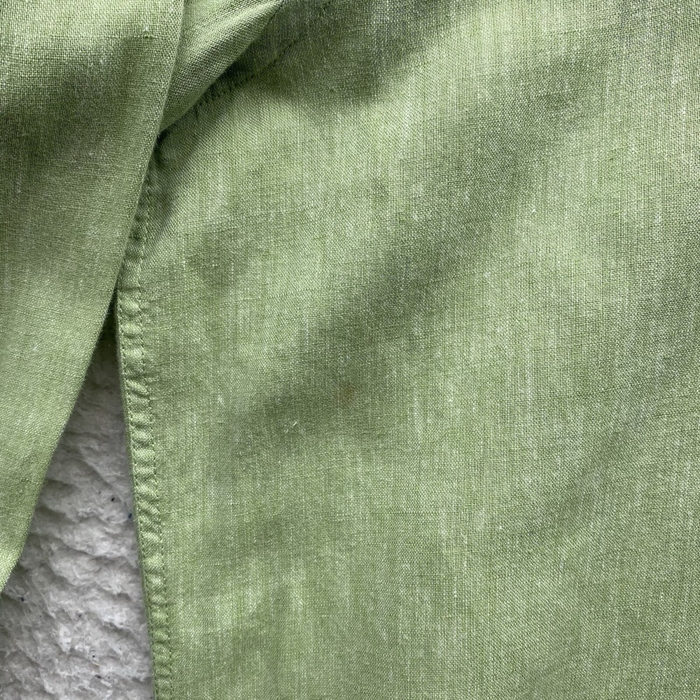 VTG Peter Millar Button Up Shirt Mens Medium M Golf Green Linen Blend Cassique - Picture 4 of 13
